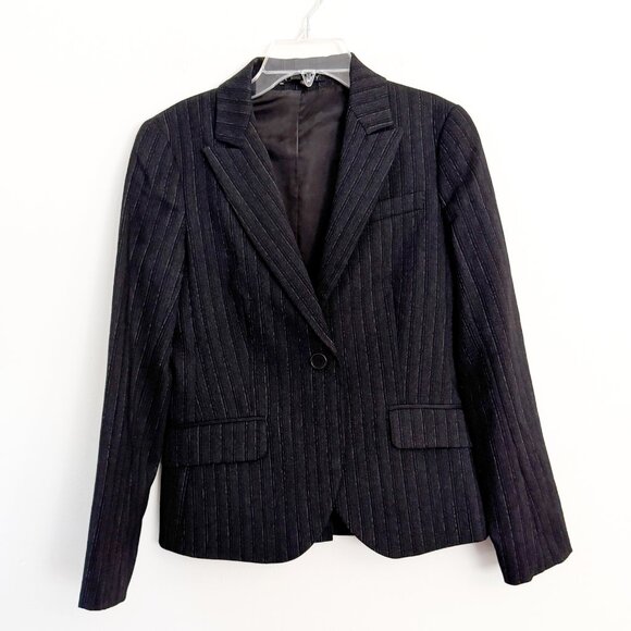 theory // dark gray pinstripe blazer jacket + trouser set // 2 - Picture 2 of 12